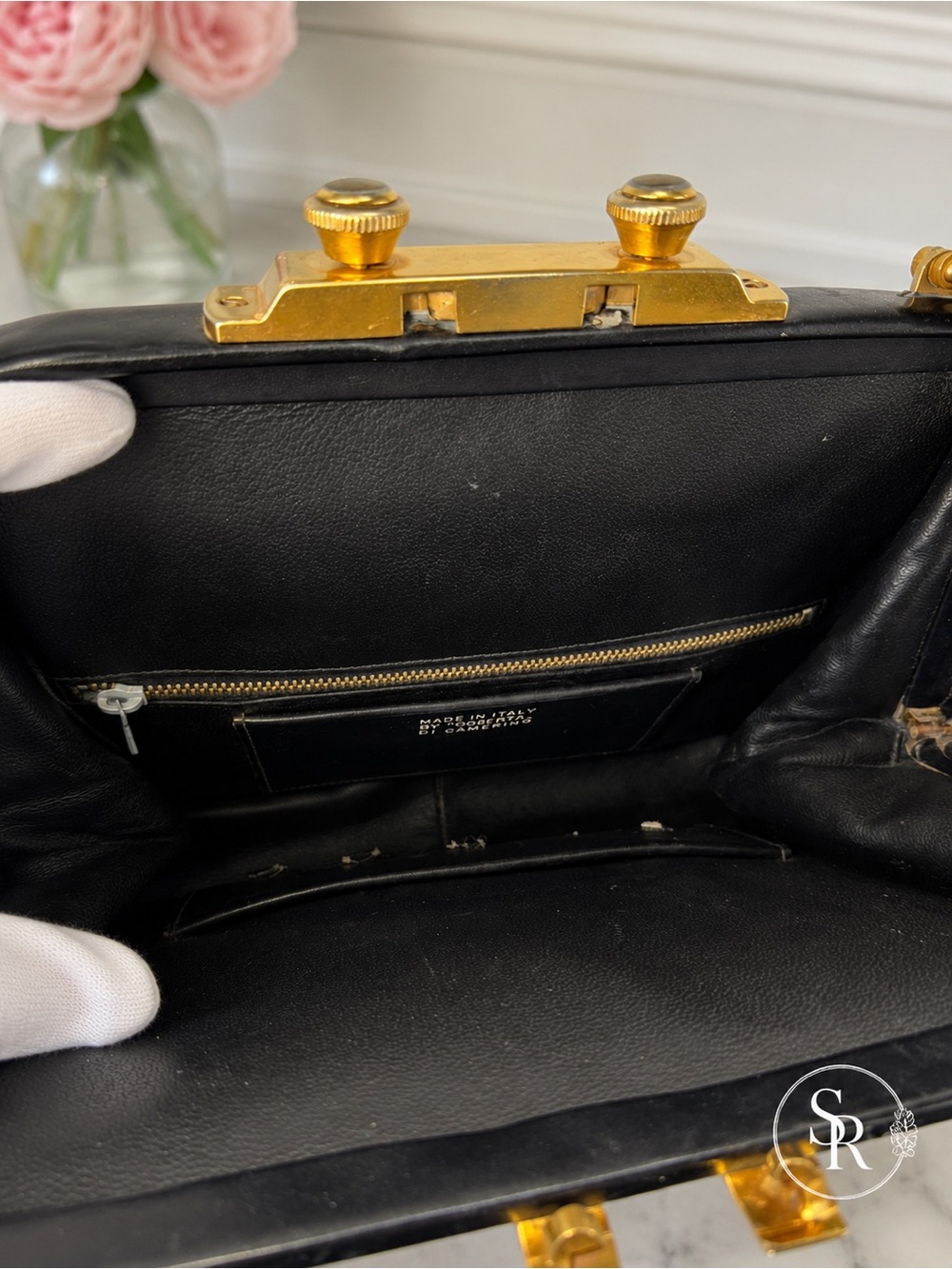Vintage Roberta di Camerino Bagonghi Doctor Bag Navy & Crimson Velvet Italy - Picture 7 of 10